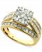 Diamond Cluster Three-Row Diamond Engagement Ring (1-1/2 ct. t. w. ) in 14k Gold & White Gold