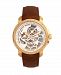 Reign Matheson Automatic Gold Case, Genuine Brown Leather Watch 45mm