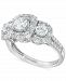 Marchesa Certified Diamond Three-Stone Halo Engagement Ring (2 ct. t. w. ) in 18k White Gold