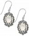 Mother-of-Pearl & Marcasite Oval Drop Earrings in Silver-Plate