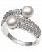 Cultured Freshwater Pearl (6mm) and Cubic Zirconia Wrap-Look Statement Ring in Sterling Silver