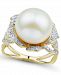 Honora Cultured Ming Pearl (12mm) & Diamond (3/8 ct. t. w. ) Flower Ring in 14k Gold