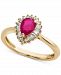 Ruby (3/4 ct. t. w. ) & Diamond (1/4 ct. t. w. ) Ring in 14k Gold(Also Available in Sapphire)