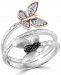 Effy White & Black Diamond Butterfly Wrap Ring (1/8 ct. t. w. ) in Sterling Silver & 14k Rose Gold-Plate