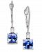 14k White Gold Earrings, Tanzanite (2-1/5 ct. t. w. ) and Diamond Accent Cushion Earrings