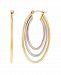 Polished Triple Tube Round Hoop Earrings In 14K Yellow, White and Rose Gold