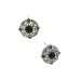 2028 Silver-Tone Black Crystal and Marcasite Button Earrings
