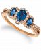 Le Vian Blueberry Sapphire (1 ct. t. w. ) & Vanilla Diamond (1/3 ct. t. w. ) Halo Ring in 14k Rose Gold