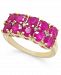 Certified Ruby (3-1/3 ct. t. w. ) & Diamond (1/20 ct. t. w. )Two-Row Statement Ring in 14k Gold