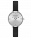 Bcbgmaxazria Ladies Black Strap Watch with Silver Dial, 34mm