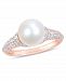 Freshwater Cultured Pearl (9-9.5mm) and Diamond (1/3 ct. t. w. ) Ring in 10k Rose Gold