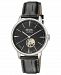 Gevril Men's Mulberry Swiss Automatic Black Leather Strap Watch 42mm