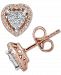 Diamond Heart Cluster Stud Earrings (1/4 ct. t. w. ) in 10k Rose Gold & White Gold