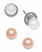 6-Pc. Set White and Pink Cultured Freshwater Pearl (7mm) Stud Earrings with Interchangeable Diamond (1/5 ct. t. w. ) Earring Jacket in 14k White Gold