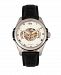 Reign Henley Automatic Semi-Skeleton White Dial, Genuine Black Leather Watch 44mm