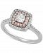 Diamond Cushion Double Halo Engagement Ring (3/4 ct. t. w. ) in 14k White & Rose Gold