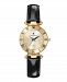 Jacques Du Manoir Ladies' Black Genuine Leather Strap with Goldtone Case and Dial, 26mm