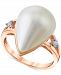 Cultured Freshwater Mabe Pearl (12mm) & Diamond Accent Ring in 14k Rose Gold