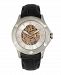 Reign Dantes Automatic Silver Case, Genuine Black Leather Watch 47mm