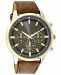 Inc International Concepts Men's Brown Strap Watch 47mm, Created for Macy's