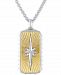 Esquire Men's Jewelry Diamond Starburst Dog Tag 22" Pendant Necklace (1/8 ct. t. w. ) in Sterling Silver & 14k Gold Over Sterling Silver