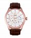 Reign Gustaf Automatic Rose Gold Case, Genuine Brown Leather Watch 43mm