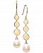 Cultured Freshwater Pearl (8 x 10mm) Multi-Disc Linear Drop Earrings in 18k Gold-Plated Sterling Silver