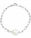 Cultured Freshwater Baroque Pearl (11-12mm) Paperclip Link Chain Bracelet in Sterling Silver