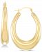 Signature Gold Diamond Accent Elongated Oval Hoop Earrings in 14k Gold Over Resin, Created for Macy's