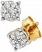 Diamond Cluster Stud Earrings (1/10 ct. t. w. ) in 10k Gold & White Rhodium-Plate