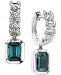 Effy London Blue Topaz (2-1/3 ct. t. w. ) & Diamond (1/8 ct. t. w. ) Dangle Hoop Earrings in 14k White Gold