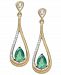 14k Gold Earrings, Emerald (3/4 ct. t. w. ) and Diamond (1/10 ct. t. w. ) Pear-Shaped Drop Earrings