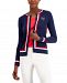 Charter Club Petite Embroidered Striped Cardigan, Created for Macy's