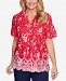 Alfred Dunner Petite Anchor's Away Tossed Floral Eyelet Shirt