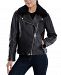 Michael Michael Kors Petite Leather Faux-Fur-Collar Jacket