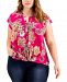 Inc International Concepts Petite Mixed-Media Twist-Front Top, Created for Macy's