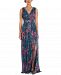 Nightway Petite V-Neck Floral-Print Gown