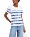 Charter Club Petite Cotton Eyelet-Trim Puff-Sleeve Top, Created for Macy's