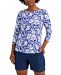 Charter Club Petite Cotton Garden-Print Top, Created for Macy's