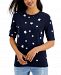 Style & Co Petite Printed Short-Sleeve Sweatshirt, Created for Macy's