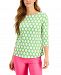 Charter Club Petite Cotton Pineapple-Print Top, Created for Macy's