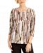 Jm Collection Petite Jacquard 3/4-Sleeve Top, Created for Macy's