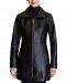 Anne Klein Petite Stand-Collar Leather Coat