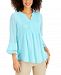 Charter Club Petite Double-Ruffle Textured Pintuck Top, Created for Macy's
