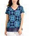 Jm Collection Petite Ariana Printed Layered-Look Top, Created for Macy's