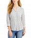 Charter Club Petite Cotton Printed Blouse, Created for Macy's