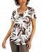 Jm Collection Petite Palm-Print Short-Sleeve Top, Created for Macy's