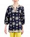Charter Club Petite Cotton Embroidered-Trim Tunic, Created for Macy's
