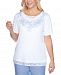 Alfred Dunner Petite Bella Vista Lace-Inset Embroidered Top