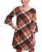 Jessica Howard Petite Plaid Bell-Sleeve Sweater Dress